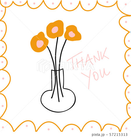 Thank you message hand drawn vector illustration. Thank you note with flowers. 57215313