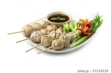 Beef Ball Grilled in bamboo sticks Beef Ball Grilled in bamboo sticks 57216220
