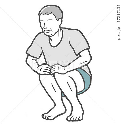 屈伸　老人　おじいさん　ストレッチ　 57217135