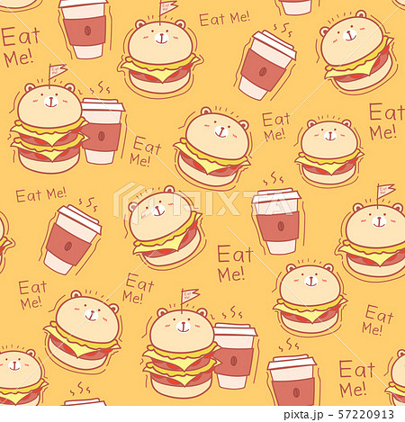Seamless Pattern Burger Background Vector のイラスト素材