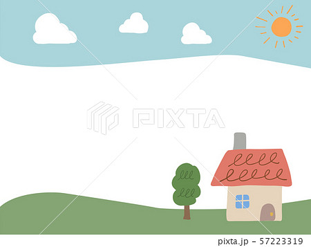 丘の上の小さいお家 背景のイラスト素材