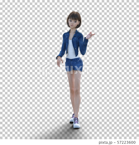 牛仔佈時尚perming3DCG例證材料的少婦 牛仔佈時尚perming3DCG例證材料的少婦 57223600