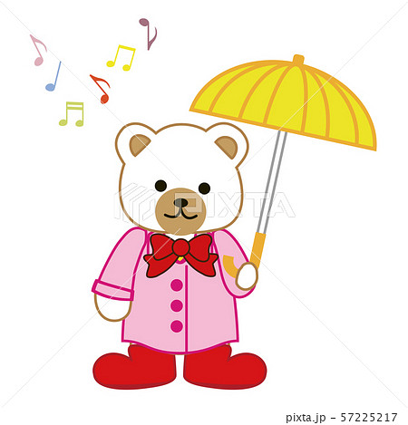 傘を持ったかわいいクマの女の子のイラスト素材