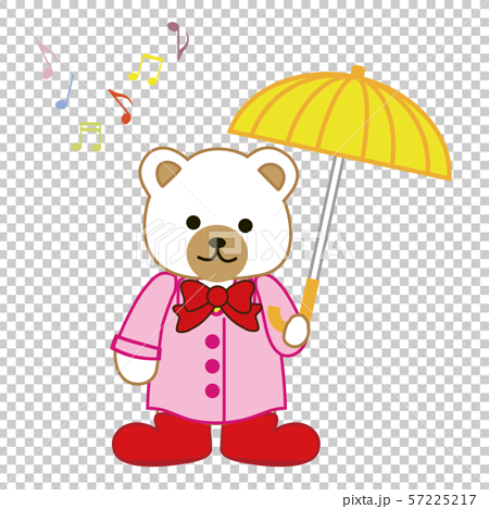 傘を持ったかわいいクマの女の子のイラスト素材