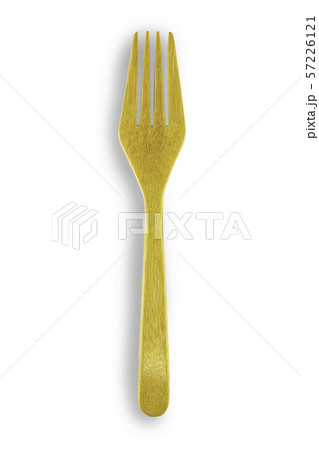 Close up wooden fork on isolated white background with clipping path. 57226121