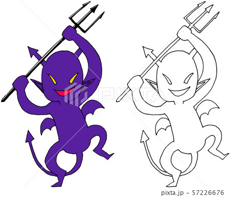 悪魔 ばい菌 落書き風イラスト素材 手描き デジタル着彩 線画付き のイラスト素材 悪魔 ばい菌 落書き風イラスト素材 手描き デジタル着彩 線画付き のイラスト素材
