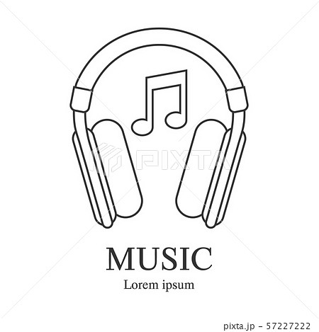 Line Style Icon Of Headphone Music Logo Templateのイラスト素材