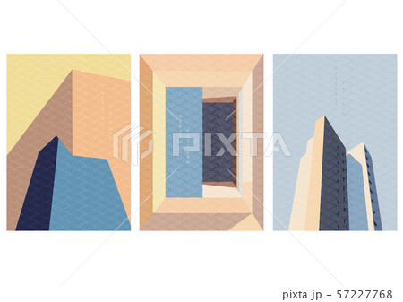 Building background with Japanese pattern vector. Pastel geometric template. 57227768