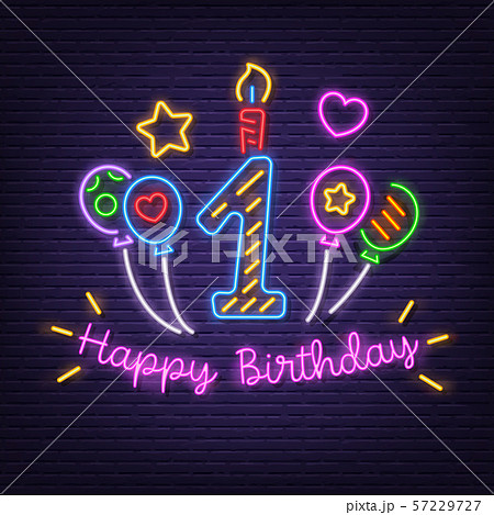 happy first birthday neon signboard 57229727