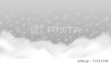 Realistic bath foam with bubbles isolated on transparent background. 57231599