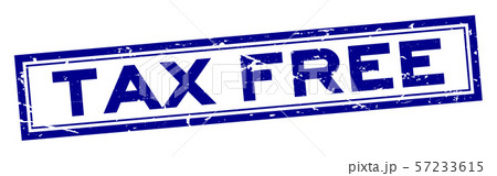 Grunge blue tax free word square rubber seal stamp 57233615