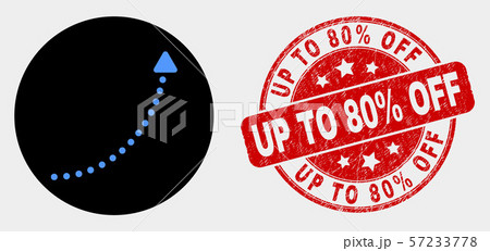 Vector Up Trend Arrow Icon and Distress Up to 80 Percent Off Stamp Seal 57233778