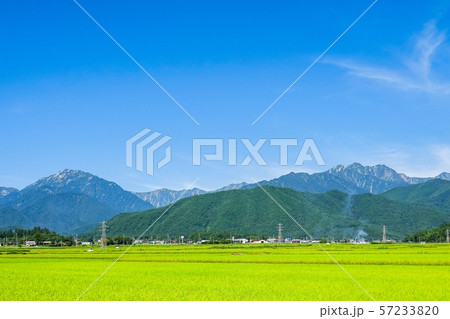 大町市から眺める北アルプスの山々 （蓮華岳・爺ヶ岳） 57233820