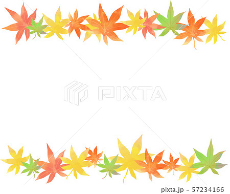 紅葉のライン素材 秋の水彩イラストのイラスト素材