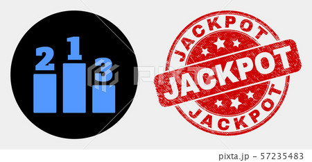 Vector Prize Places Icon and Distress Jackpot Watermark 57235483