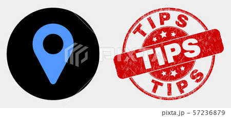 Vector Map Pointer Icon and Distress Tips Stamp 57236879