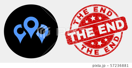 Vector Map Markers Icon and Distress The End Seal 57236881