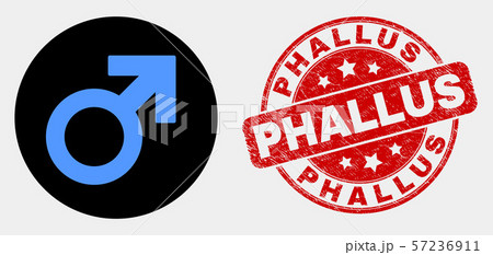 Vector Male Symbol Icon and Scratched Phallus Stamp Seal Vector Male Symbol Icon and Scratched Phallus Stamp Seal 57236911
