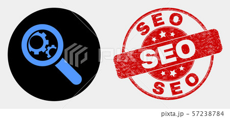Vector Explore Gears Icon and Scratched Seo Stamp Vector Explore Gears Icon and Scratched Seo Stamp 57238784