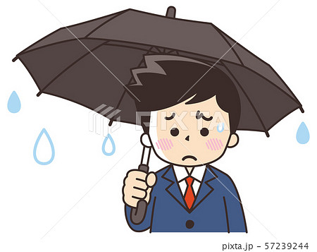傘を差す憂鬱なビジネスマン 57239244