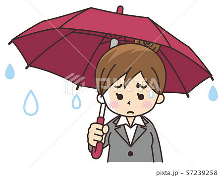 傘を差す憂鬱なビジネスウーマン 57239258