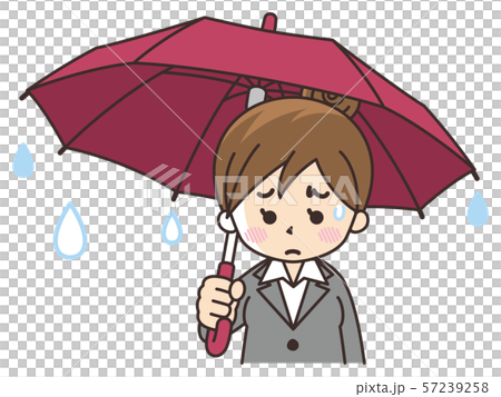 傘を差す憂鬱なビジネスウーマン 57239258
