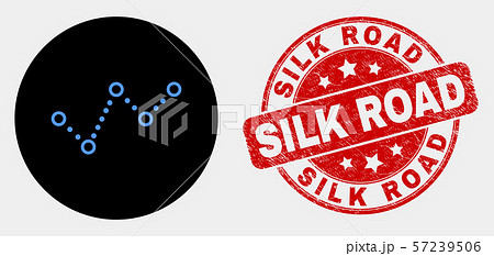 Vector Dotted Trend Chart Icon and Grunge Silk Road Seal Vector Dotted Trend Chart Icon and Grunge Silk Road Seal 57239506