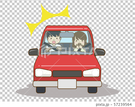 カップル 車 驚きのイラスト素材