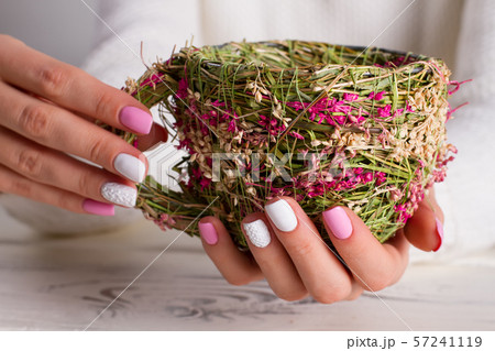 Beautiful manicure and decorative cup. Beautiful manicure and decorative cup. 57241119