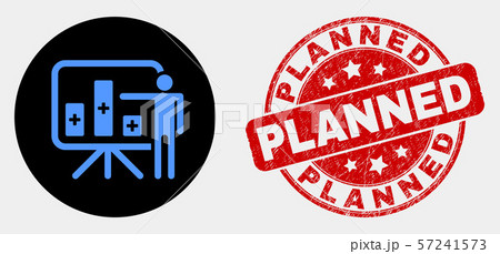 Vector Bar Chart Presentation Icon and Distress Planned Stamp 57241573