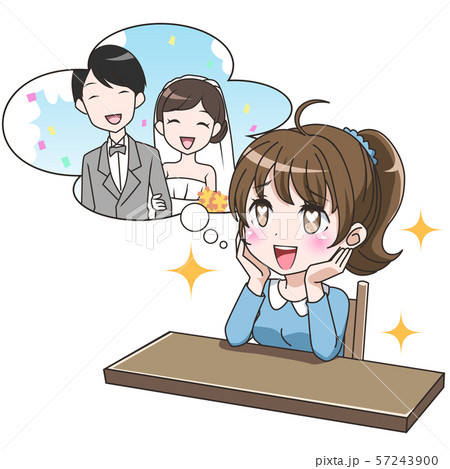 結婚に憧れる女性のイラスト素材