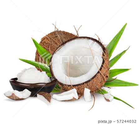close-up of a coconut on white background 57244032