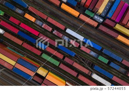 Container vagoons in export and import business and logistics. Container vagoons in export and import business and logistics. 57244055