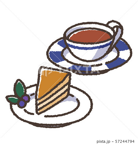 ケーキと紅茶のイラスト素材