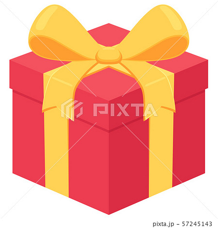 プレゼントの箱 赤 黄色 リボンのイラスト素材
