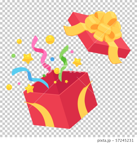 Opened Gift Box Red Yellow Flower Ribbon Stock Illustration