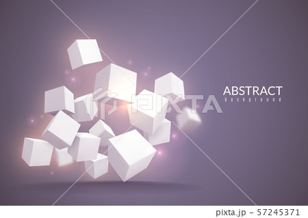 3d cubes background. Digital poster with cubes. White blocks in perspective, internet connection 57245371