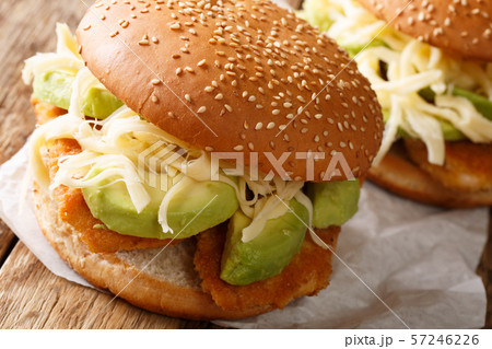 Mexican Cemita sandwich with meat, cheese, avocado Mexican Cemita sandwich with meat, cheese, avocado 57246226