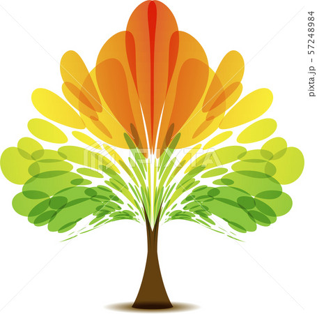 Colorful logo of abstract autumn tree, art icon 57248984