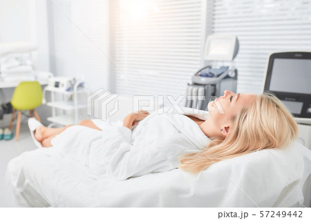 attractive young female client sleeping in the beauty salon 57249442