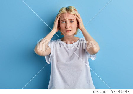 blonde serious woman has made many mistakes 57249443
