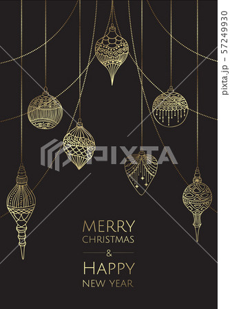 Merry Christmas and Happy New Year. Vector modern template card. Abstract christmas balls. 57249930