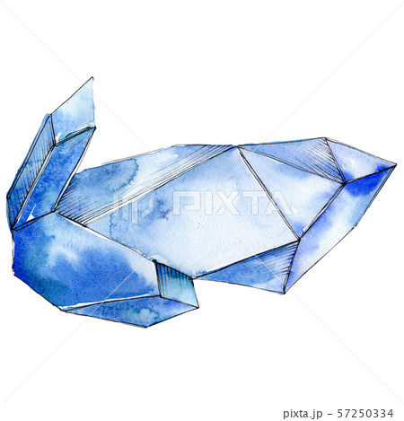 Colorful diamond rock jewelry minerals. Watercolor background set. Isolated crystal illustration 57250334