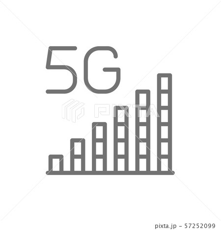 Vector 5G internet signal bar line icon. Vector 5G internet signal bar line icon. 57252099