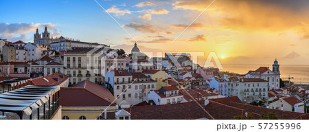 Lisbon Portugal sunrise panorama city skyline at Lisbon Alfama district Lisbon Portugal sunrise panorama city skyline at Lisbon Alfama district 57255996