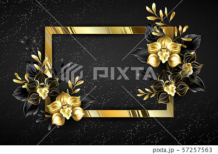 Golden banner with black orchids Golden banner with black orchids 57257563