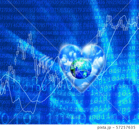 ハートの青空に浮かんだ地球 57257635