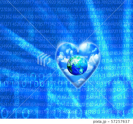 ハートの青空に浮かんだ地球 57257637