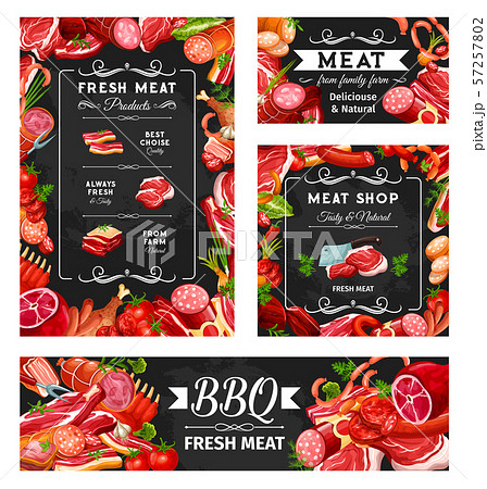 Barbeque meat and butchery shop food in frames Barbeque meat and butchery shop food in frames 57257802
