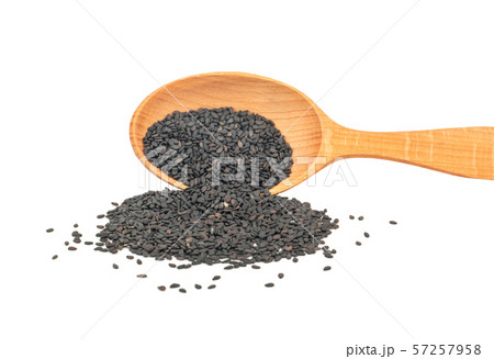 Black sesame in spoon Black sesame in spoon 57257958